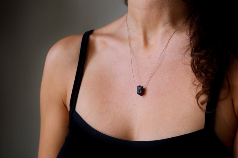 silk necklace with gemstone birthstone June personalized gift, Delicate necklace with tourmaline pendant crystal choker necklace