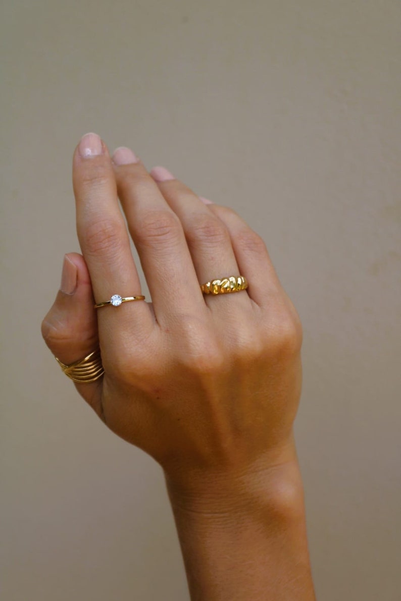 Goldener Größenverstellbarer Ring, Chunky Goldring Bild 9