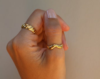 Goldener Größenverstellbarer Ring, Chunky Goldring