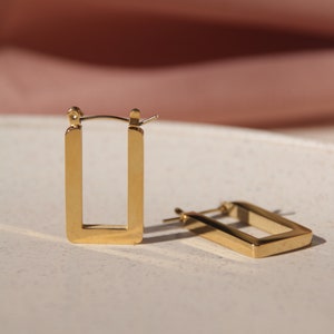 Rectangular earrings made of 18k stainless steel image 3