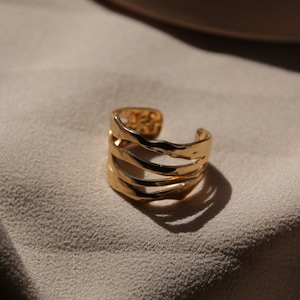Breiter größenverstellbarer Ring, Chunky Goldring Bild 9
