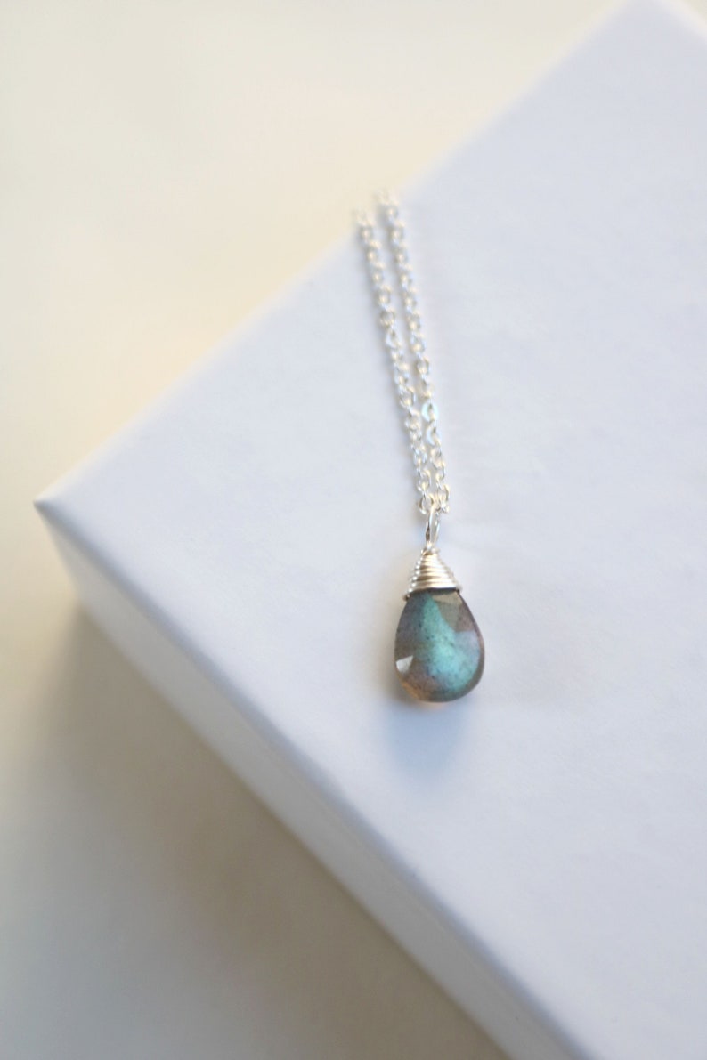 Collana in argento labradorite, collana con pietra, collane in cristalli argento immagine 7