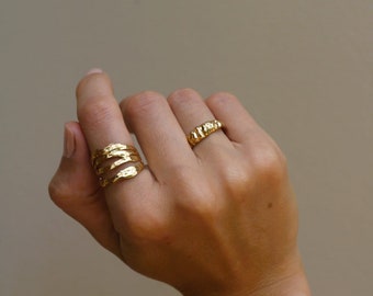 Wide adjustable ring, chunky gold ring