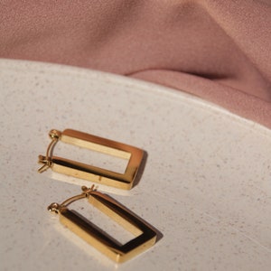 Rectangular earrings made of 18k stainless steel image 4