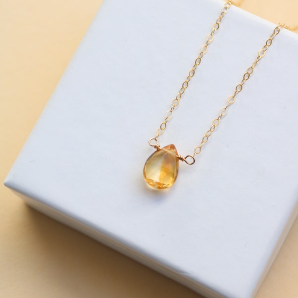 Citrine  Necklace,citrine pendant, Gift for her ,Gold filled necklace,november birthstone,trend,schmuck,positiva jewelry