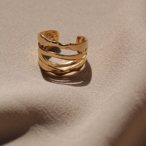 Breiter größenverstellbarer Ring, Chunky Goldring Bild 4