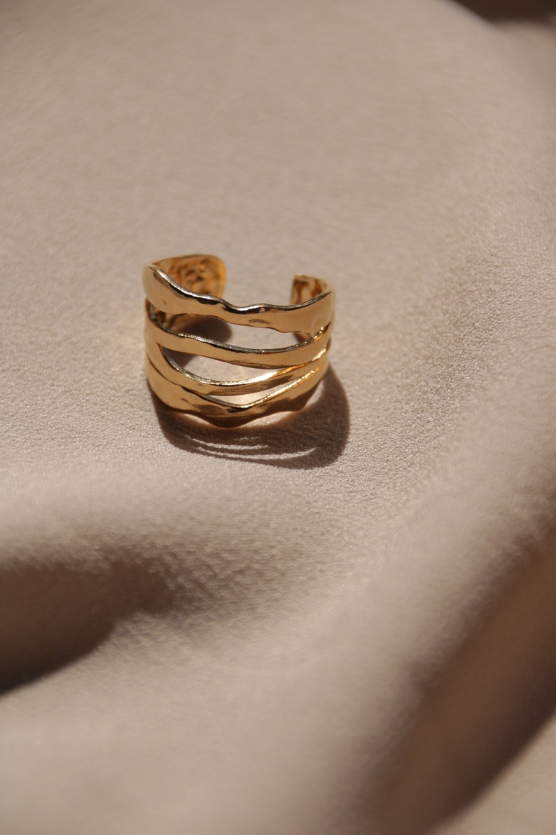 Breiter größenverstellbarer Ring, Chunky Goldring Bild 4