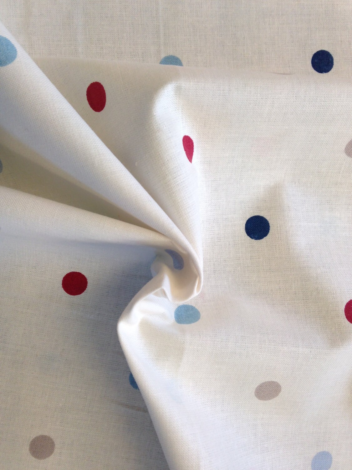 Blue and Red Dotty Fabric - Etsy