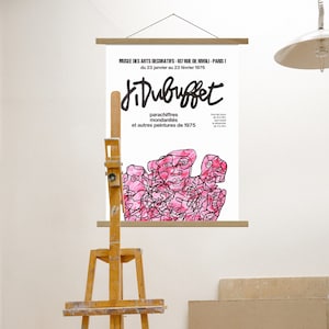 Jean Dubuffet Exhibition Poster, Canvas Print with Oak Hanger Frame, Art Brut, Paris, Bedroom Decor, Wall Art, Wooden Wall Hanging Banner
