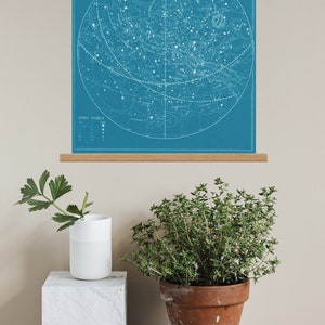 Celestial Star Map 3, Retro Astronomy Print, Vintage Wall Art, Canvas Print, Wood Wall Hanging Oak Hanger Poster Frame, Constellations Chart