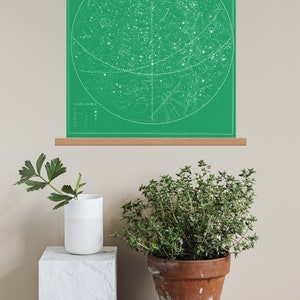 Mappa della stella celeste 1, Stampa astronomica retrò, Arte murale vintage, Stampa su tela, Cornice per poster appendiabiti in legno di quercia, Grafico delle costellazioni