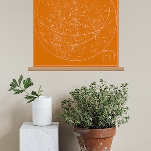 Mappa della stella celeste 2, Stampa astronomica retrò, Arte murale vintage, Stampa su tela, Cornice per poster appendiabiti in legno di quercia appesa, Grafico delle costellazioni
