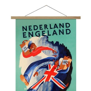 Mid-Century Modern Travel Poster: England to Netherlands Ferry, Oak Hanger