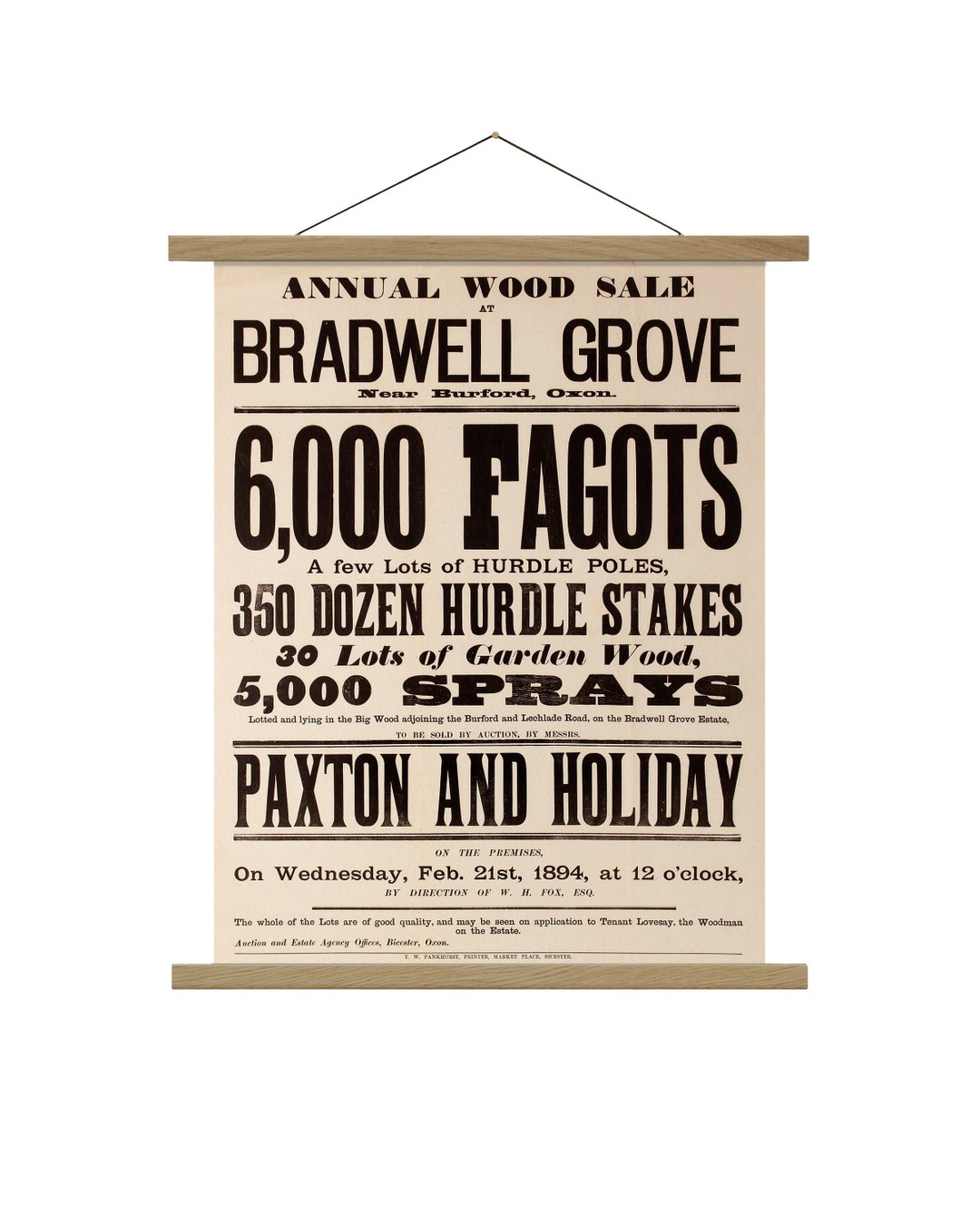 Typography Print Bold Victorian Auction Sale Vintage