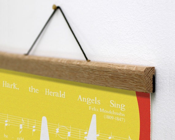 A1 A2 Oak Magnetic Poster Hanger: Solid Wood Print Frame Kit
