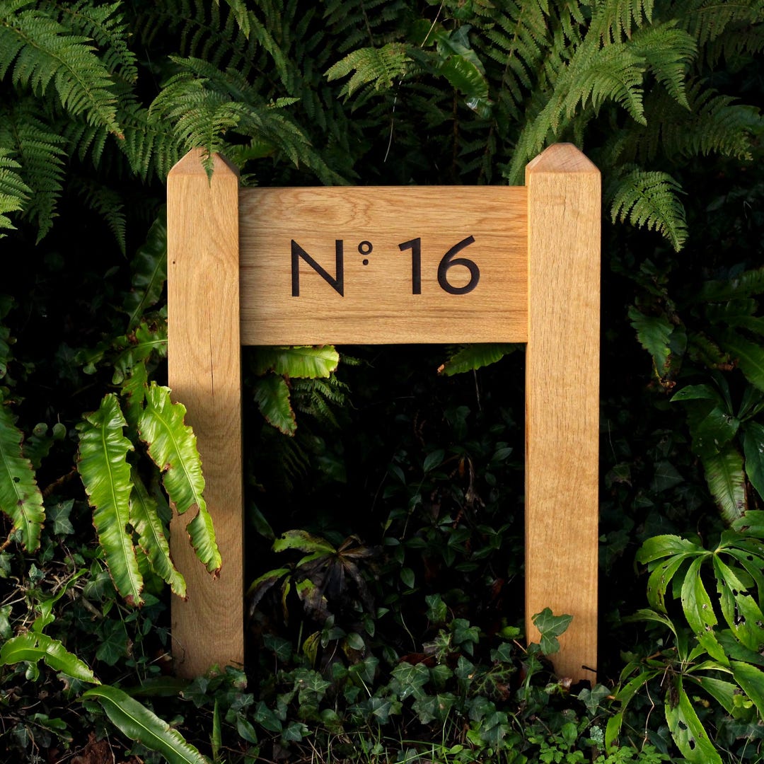 Bespoke Solid Oak Two Post Sign – Custom Font & Traditional Mortise ...