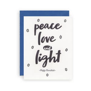Peace Love Light - Letterpress Hanukkah Carte de vœux