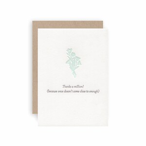 Gracias veces un millón, tarjeta de felicitación Letterpress, papelería