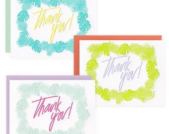 Thank You Palm - Box Set of 6 - Letterpress Greeting Cards