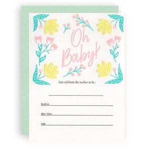 Baby-Dusche - Buchdruck gedruckt, leere Einladungen, füllen Sie das leere Baby Shower Einladungen