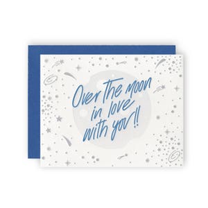 VENDITA - Over The Moon In Love With You - Letterpress Anniversary Greeting Card