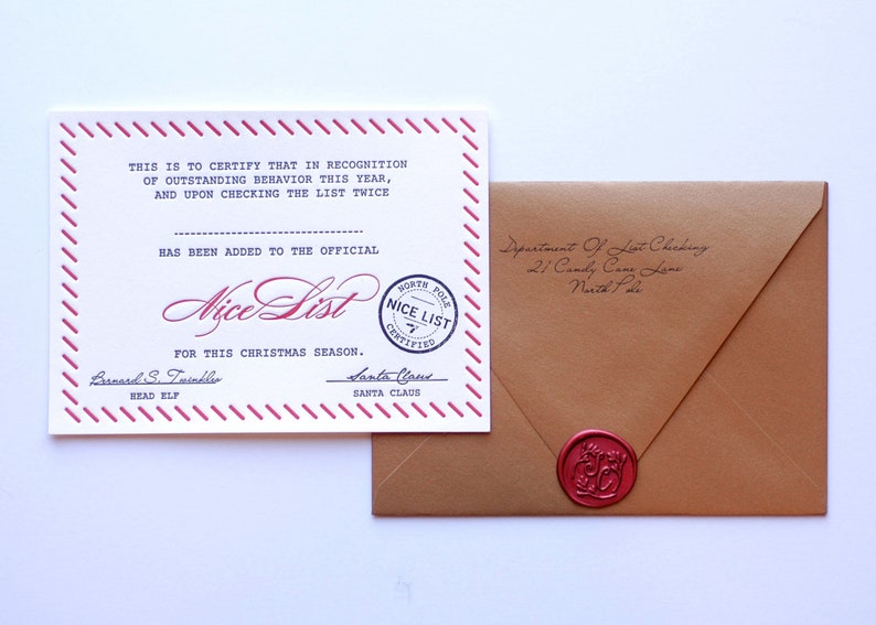 Carte de voeux pour les fêtes Santa Nice List Letter - Letterpress image 2