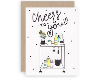 Cheers To You - Letterpress Greeting Card