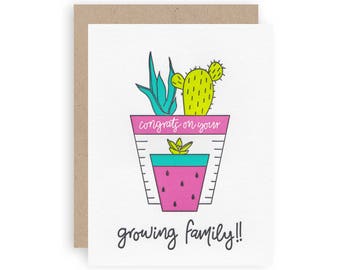 Growing Family - Letterpress Greeting Card