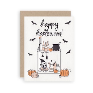 Halloween Bar Cart - Letterpress Greeting Card