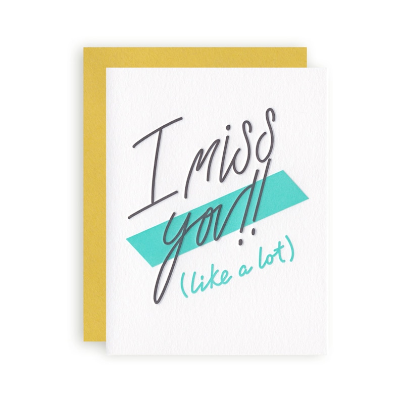 Miss You A lot Letterpress Greeting Card image 1