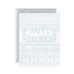 Heureux Hanukkah Knit - Lettrepress Hanukkah Carte de voeux