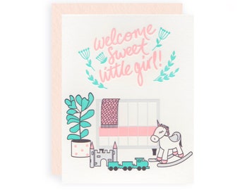 Girl Nursery - Letterpress Greeting Card