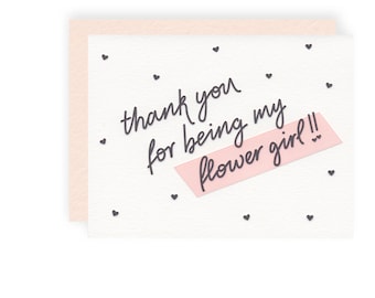 Flower Girl Thank You - Letterpress Greeting Card