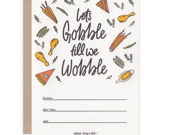 Gobble - Letterpress Printed, Blank Thanksgiving Invitations, Fill In The Blank Thanksgiving Invitations