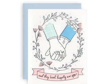 Hands M/M  - Happily Ever After - Letterpress Greeting Card