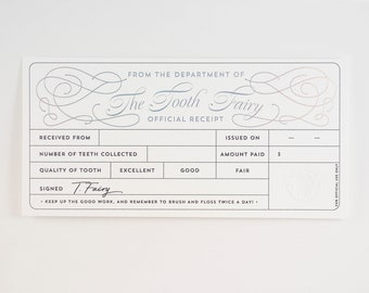 Tooth Fairy Receipt- Set of 6 - With Holographic Foil