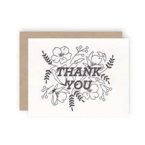 Merci Floral - Letterpress Carte de salutation