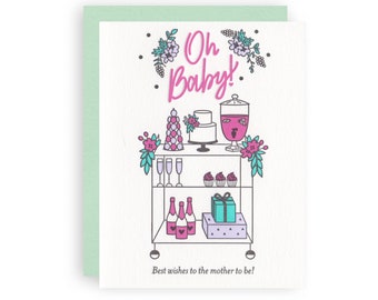 Oh Baby - Letterpress Greeting Card - stationery - baby card