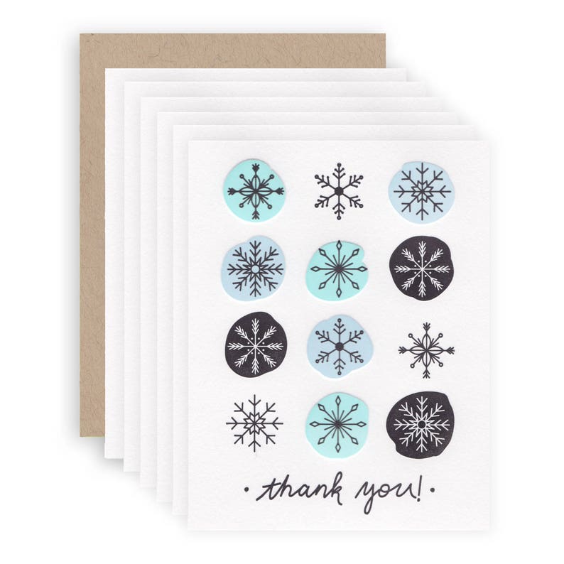 Snow Flake Letterpress Holiday Thank You Greeting Card Box Set