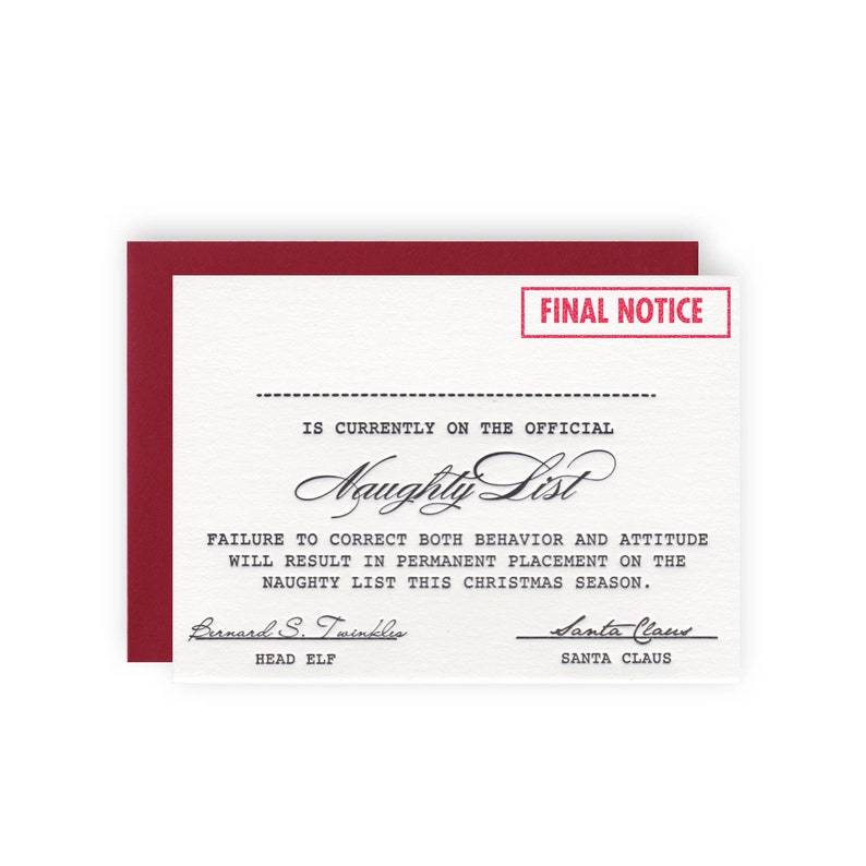 Carte de voeux pour les fêtes Santa Nice List Letter - Letterpress image 4
