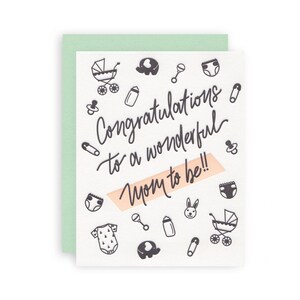 Felicidades a una madre maravillosa para ser - Letterpress Tarjeta de felicitación - papelería - tarjeta de bebé