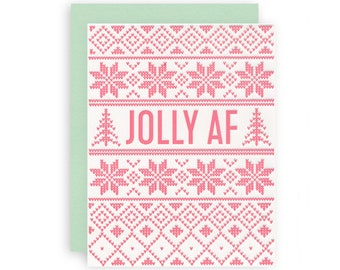 Jolly AF - Letterpress Holiday Greeting Card