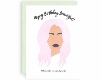 Happy Birthday Beautiful - Letterpress Birthday Greeting Card