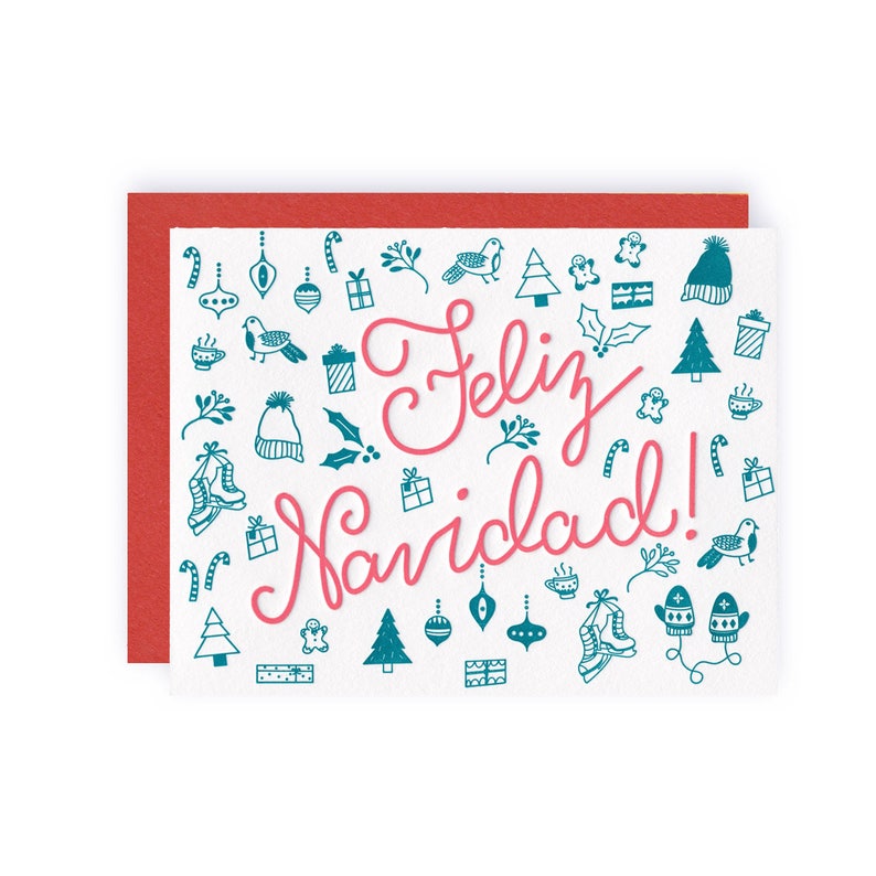 Feliz Navidad Letterpress Holiday Greeting Card image 1