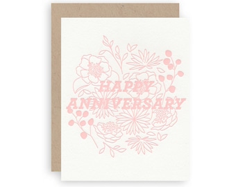 Bold Floral Anniversary  - Letterpress Greeting Card