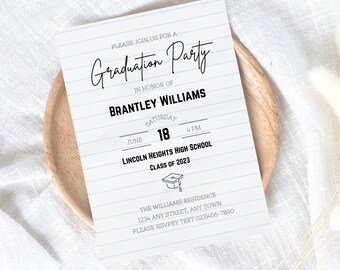 Graduation Invites for Him, Graduation Invitation Template, Class of 2023, Senior Graduate Party, High School, College, Boys Graduation