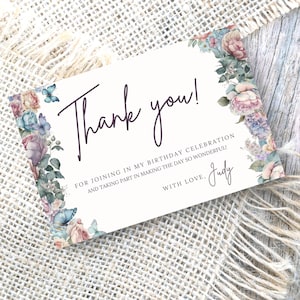 Cartões de agradecimento florais, convite de aniversário para a vovó, download digital de notas de agradecimento, convite floral para a vovó, cartão impresso em casa