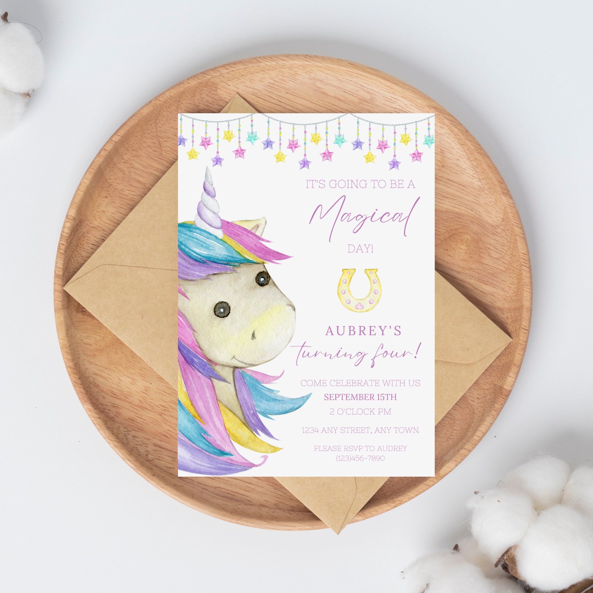Unicorns Birthday Invite for Kids Unicorn Birthday Invitation - Etsy