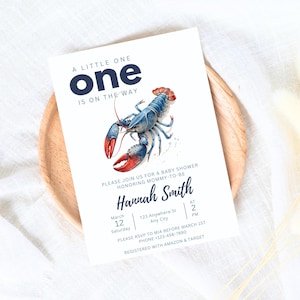 Ocean Baby Shower Invitation, Lobster Invite, Baby Boy Ocean Invites, Nautical Baby Sprinkle, Gender Neutral Invitations, Maine Baby Shower