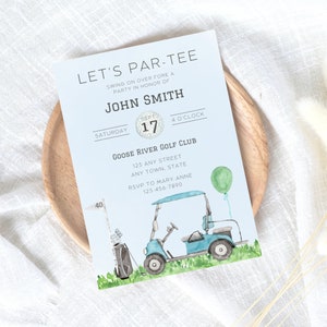 Boy Golf Birthday Invite, Golf Invitation Editable, Golf Birthday Invite Digital, Mens Bday Invitations, Canva Golf Template, Let&#39;s Par Tee